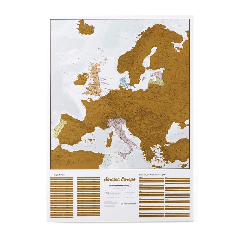 Maps International Scratch Off Map Of Europe â€“ Color Europe Wall Map â€“ Scratch Off â€“ 23 x 33 - Image 1